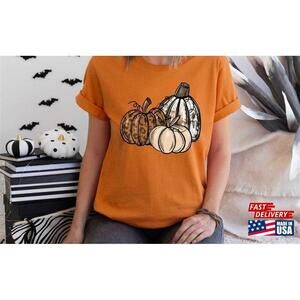 Leopard Pumpkinpumpkin Season Sweaterthanksgiving Tshirthalloween Shirt Unisex